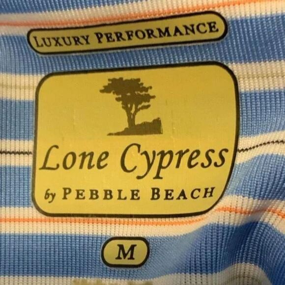 Lone Cypress Stripe Polo Shirt Mens M Short Sleeve Luxury Performance Pullover - Picture 2 of 8